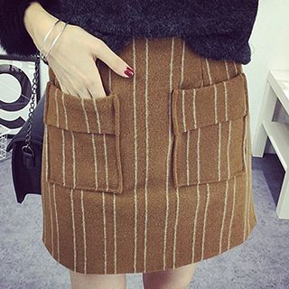 Honey House Striped A-Line Skirt