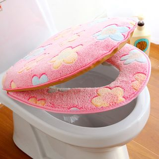 Glowcute Floral Print Toilet Cover Set