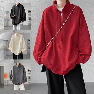 Half-Zip Plain Oversized Sweatshirt