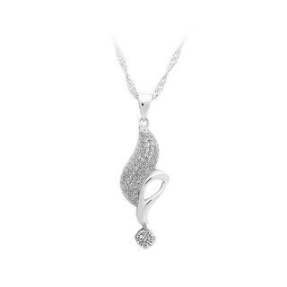 BELEC 925 Sterling Silver Pendant with White Cubic Zircon and Necklace