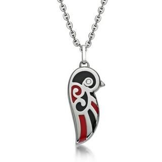 Kenny & co. Black and Red Enamel Lovebird Necklace Red - One Size