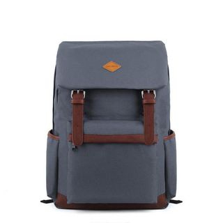 Mr.ace Homme Faux Leather Trim Canvas Backpack