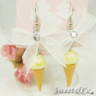 Sweet & Co. Sweet Yellow Glitter Ice-Cream Swarovski Crystal Ribbon Earrings