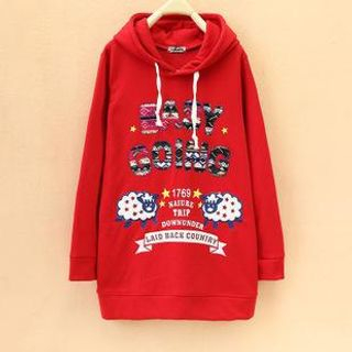 Cute Colors Sheep Embroidered Appliqu  Hood Pullover