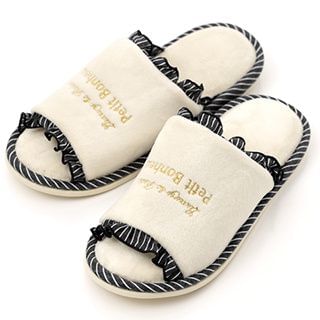 Tokyo Garden Bow Embroidered Letter Slippers