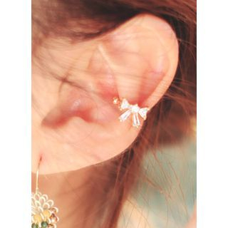 kitsch island Rhinestone Ribbon-Detail Ear Cuff
