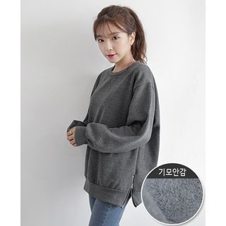 Seoul Fashion Zipper-Trim Brushed-Fleece Sweatshirt
