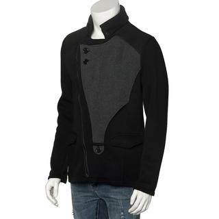 MR.ZERO Stand-Collar Diagonal-Zip Layered Jacket