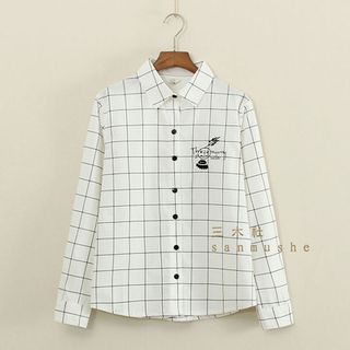 Mushi Embroidered Check Shirt