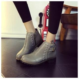 Yoflap Studded Buckled Ankle Boots