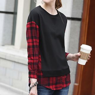 Champi Plaid Paneled Top