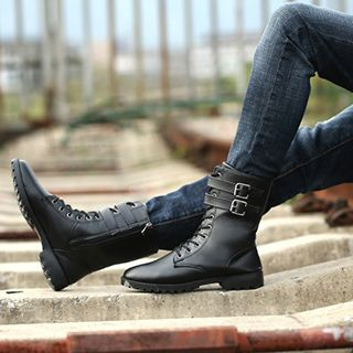 Shoelock Faux Leather Short Boots