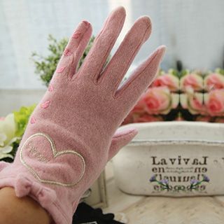 Rose Shop Embroidered Fleece Gloves