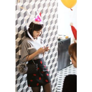 CHERRYKOKO Lips Pattern A-Line Mini Skirt