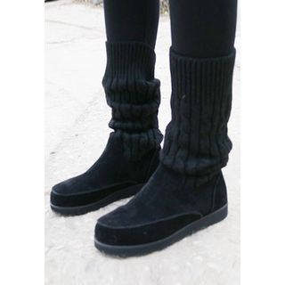 BBORAM Cable-Knit Warmer Mid-Calf Boots