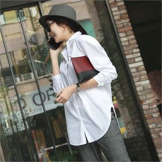 mayblue Long-Sleeve Plain Shirt