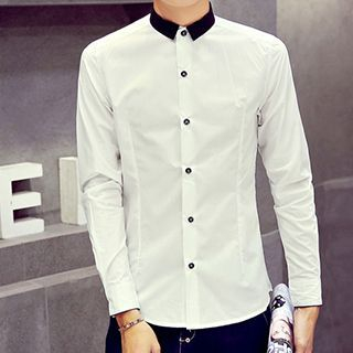 Besto Contrast Collar Long-Sleeve Shirt