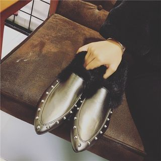 Hipsole Faux-Fur Trim Studded Loafers