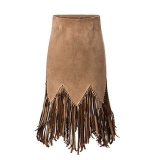 Ainvyi Fringed Faux Suede Skirt