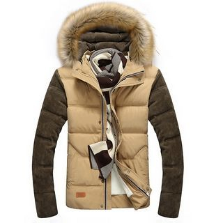 LC Homme Faux-Fur Hooded Padded Jacket