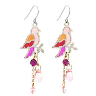 Fit-to-Kill Pink Glitter Bird Earrings