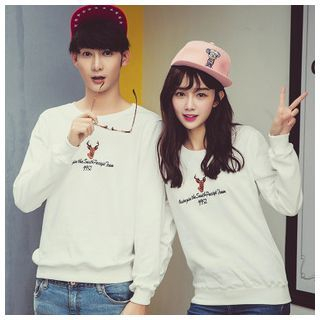 Simpair Couple Embroidered Deer Pullover