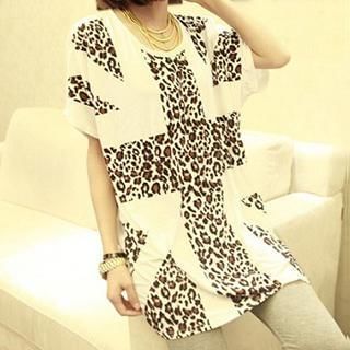 Dream Girl Short Sleeved Leopard Print Chiffon Dress