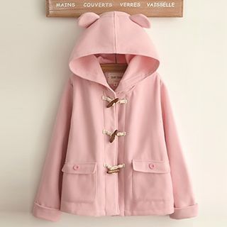 Miss Honey Ear Accent Hooded Toggle Jacket