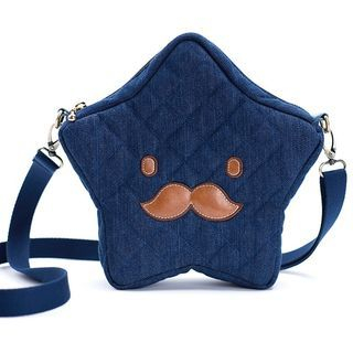 Plume Moon Denim Quilted Star Cross Bag Blue - One Size