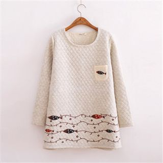 P.E.I. Girl Embroidery Composite Cotton Sweater