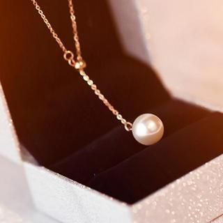 Nanazi Jewelry Titanium 18K Rose Gold Pearl Necklace