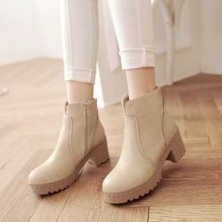 Pastel Pairs Block Heel Zip-up Ankle Boots