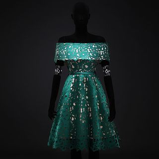 Royal Style Laser Cut Off-Shoulder A-Line Cocktail Dress