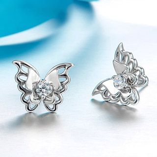 T400 Jewelers Sterling Silver Butterfly Ear Studs