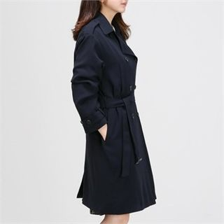 MAGJAY Dual-Button Trench Coat with Belt