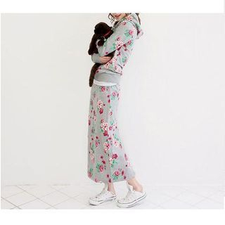 Fairy Essential Set: Hooded Floral Zip Jacket + Maxi Skirt