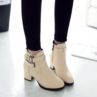 Pastel Pairs Buckled Heeled Short Boots
