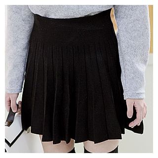 Sechuna Band-Waist Pleated Mini Skirt