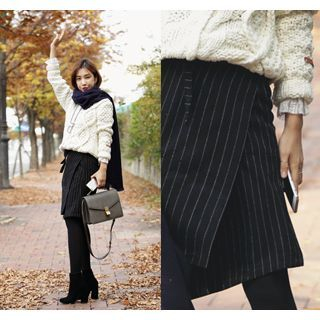 ssongbyssong Wrap-Front Striped Pants