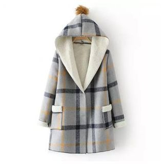 TOJI Wool Blend Fleece-Lined Plaid Hooded Coat