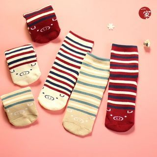 Socka Pig-Print Striped Socks
