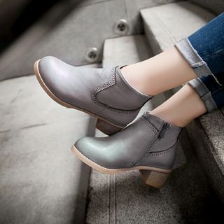 Colorful Shoes Faux Leather Ankle Boots