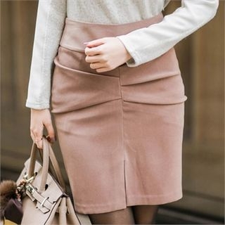 Attrangs Shirred-Front Pencil Skirt