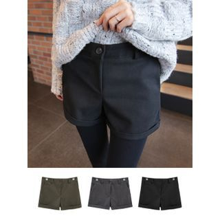 hellopeco Flat-Front Cuff-Hem Shorts