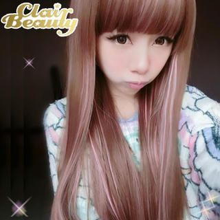 Clair Beauty Long Full Wig - Straight Pink Mix - One Size