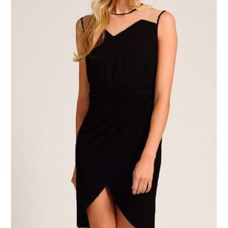 Sexy Romantie Sheer Yoke Sleeveless Wrap Dress