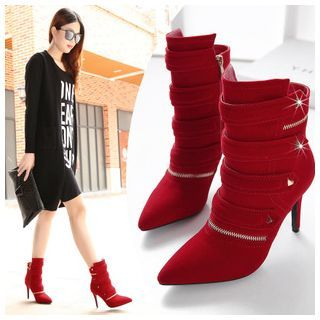 Anran Buckled Pointy High Heel Boots