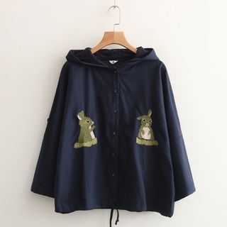 Aigan Embroidered-Rabbit Hooded Jacket