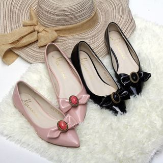 Anran Embellished Bow Pointy Flats