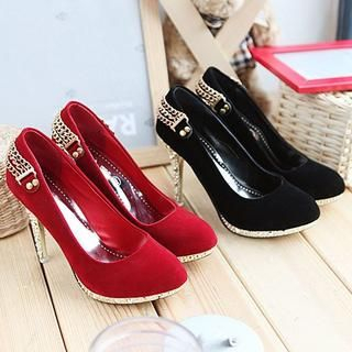 Chain-Detail Rhinestone Stilettos